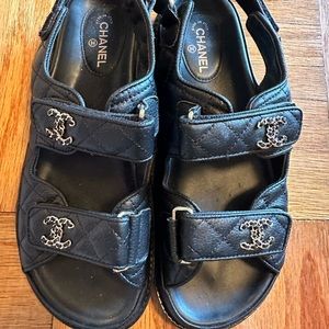 Chanel dad sandals quilted leather sandals